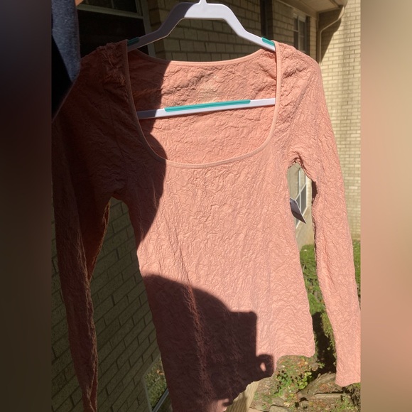 Free People Smoke Rose Have It All Pink Floral Crinkle Long Sleeve Textured Top - Picture 8 of 17